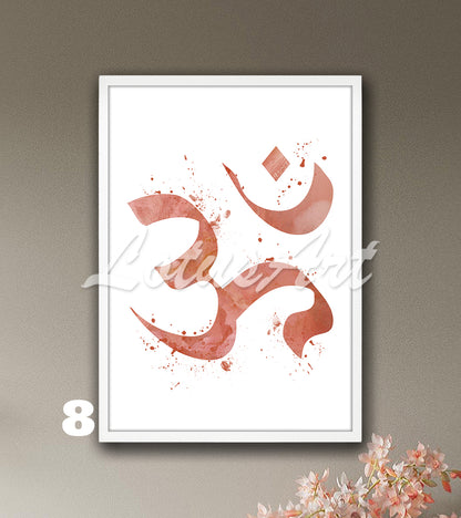 Ohm Symbol Watercolor Print – Yoga Meditation & Zen Wall Art & Spiritual Home Decor