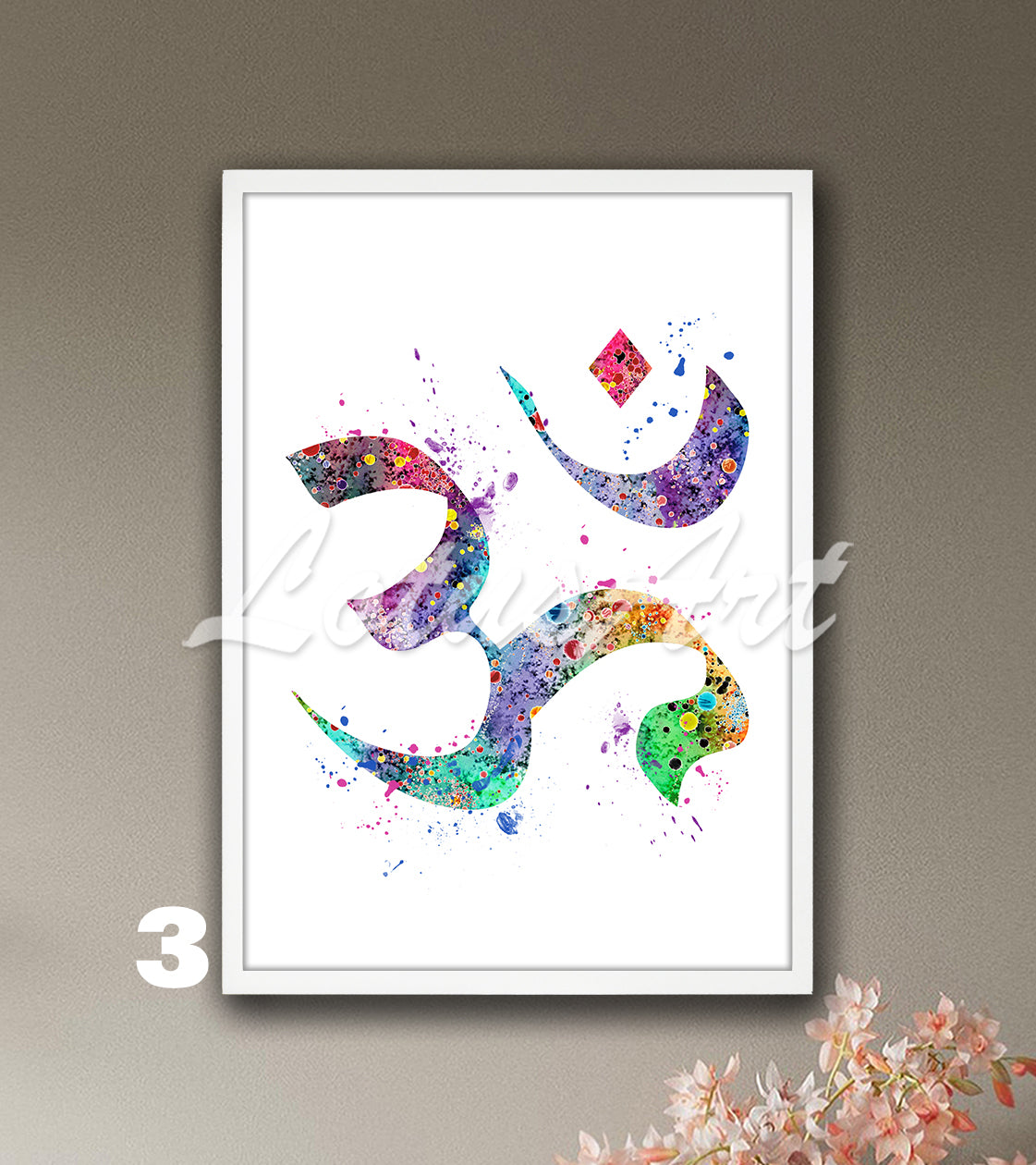 Ohm Symbol Watercolor Print – Yoga Meditation & Zen Wall Art & Spiritual Home Decor