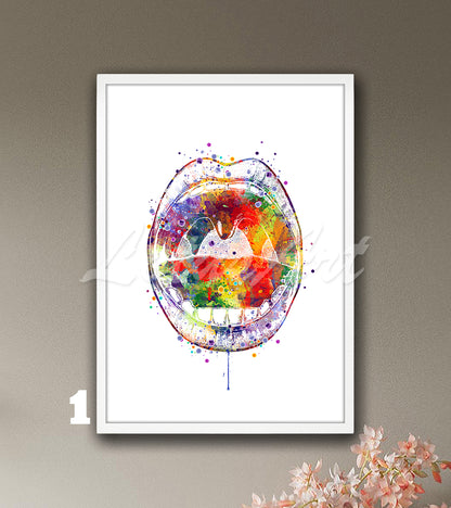 Open mouth anatomy watercolor artwork in multicolor - dental surgery office decor