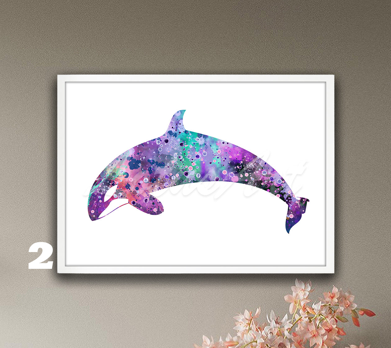 Orca Whale Watercolor Art Print, Coastal Sea Animals Wall Decor, Nautical Paintings