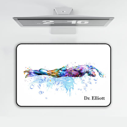 Personalized anatomy mouse pad with watercolor swimmer muscles art - custom medical desk mat under computer