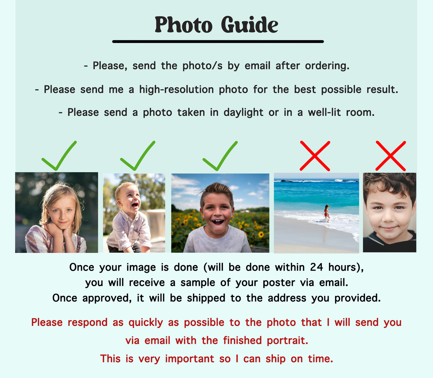 Custom Girl Watercolor Portrait from Photo – Personalized Kid's Art, Birthday Gift