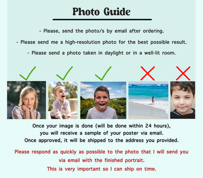 Custom Girl Watercolor Portrait from Photo – Personalized Kid's Art, Birthday Gift