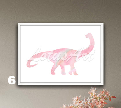 Brachiosaurus Dinosaur Watercolor Art Print, Animals Kids Wall Decor, Nursery Dinosaur