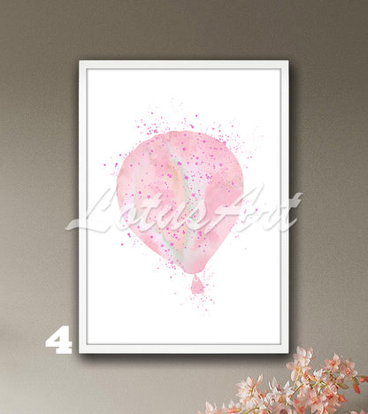 Hot Air Balloon Watercolor Print – Kids Room Wall Art & Nursery Decor