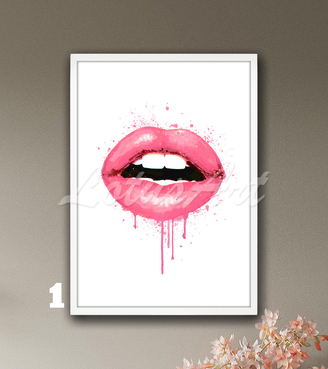 Lips Watercolor Art Print – Chic Fashion Wall Decor for Girls Rooms, Make-Up Poster