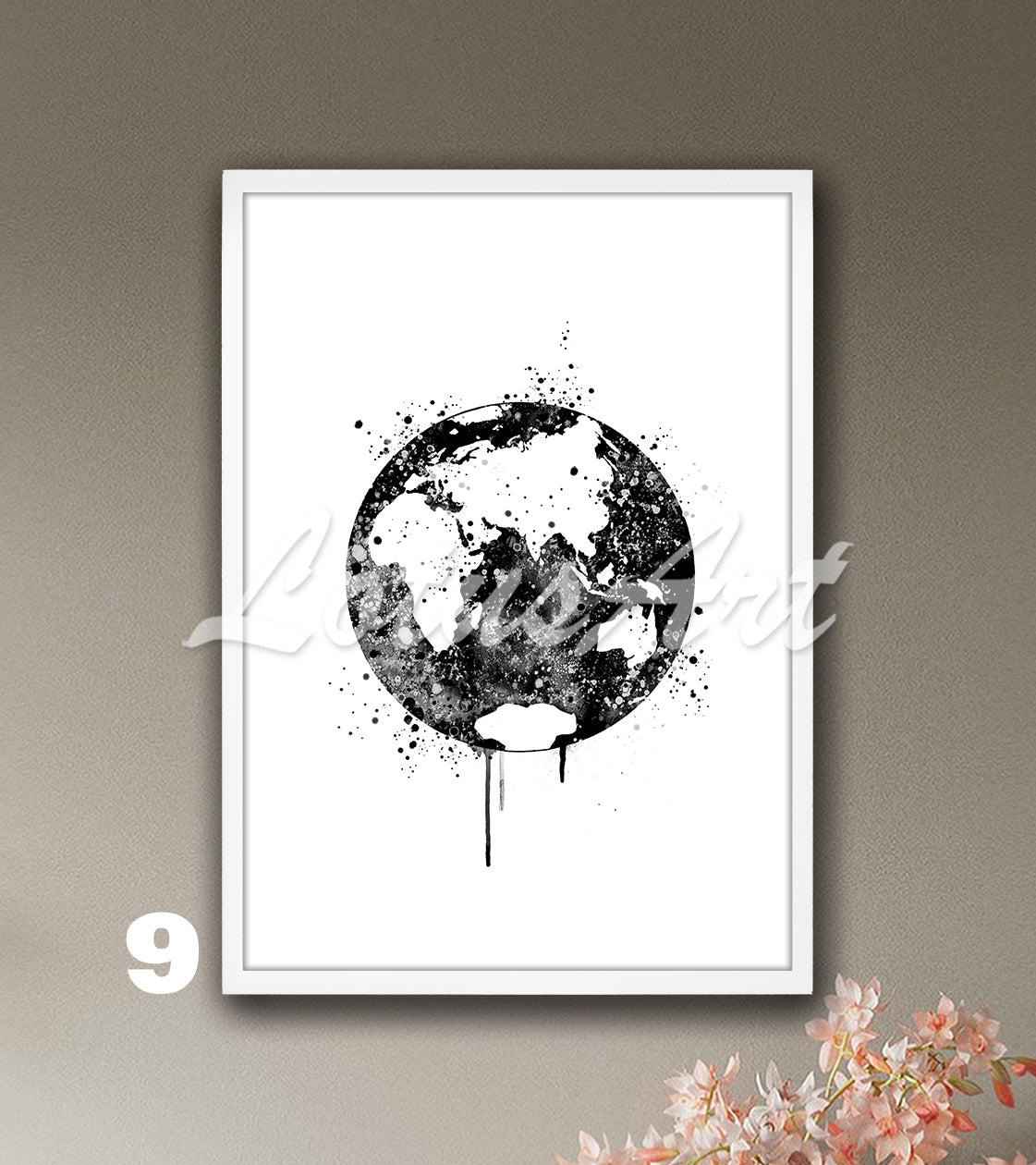 World Map Watercolor Art Print, Planet Earth Travel Wall Decor, Traveler Gift