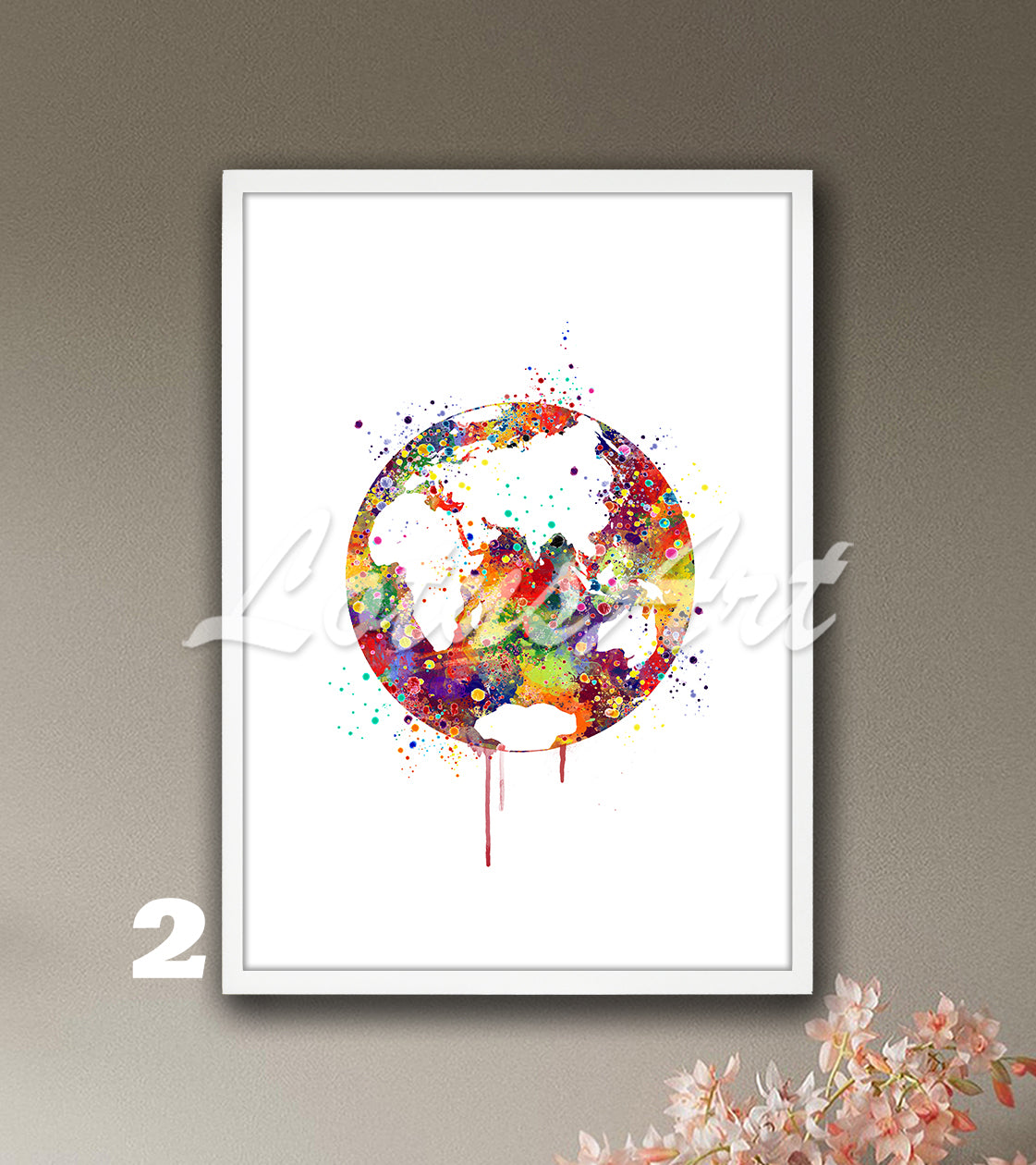 World Map Watercolor Art Print, Planet Earth Travel Wall Decor, Traveler Gift