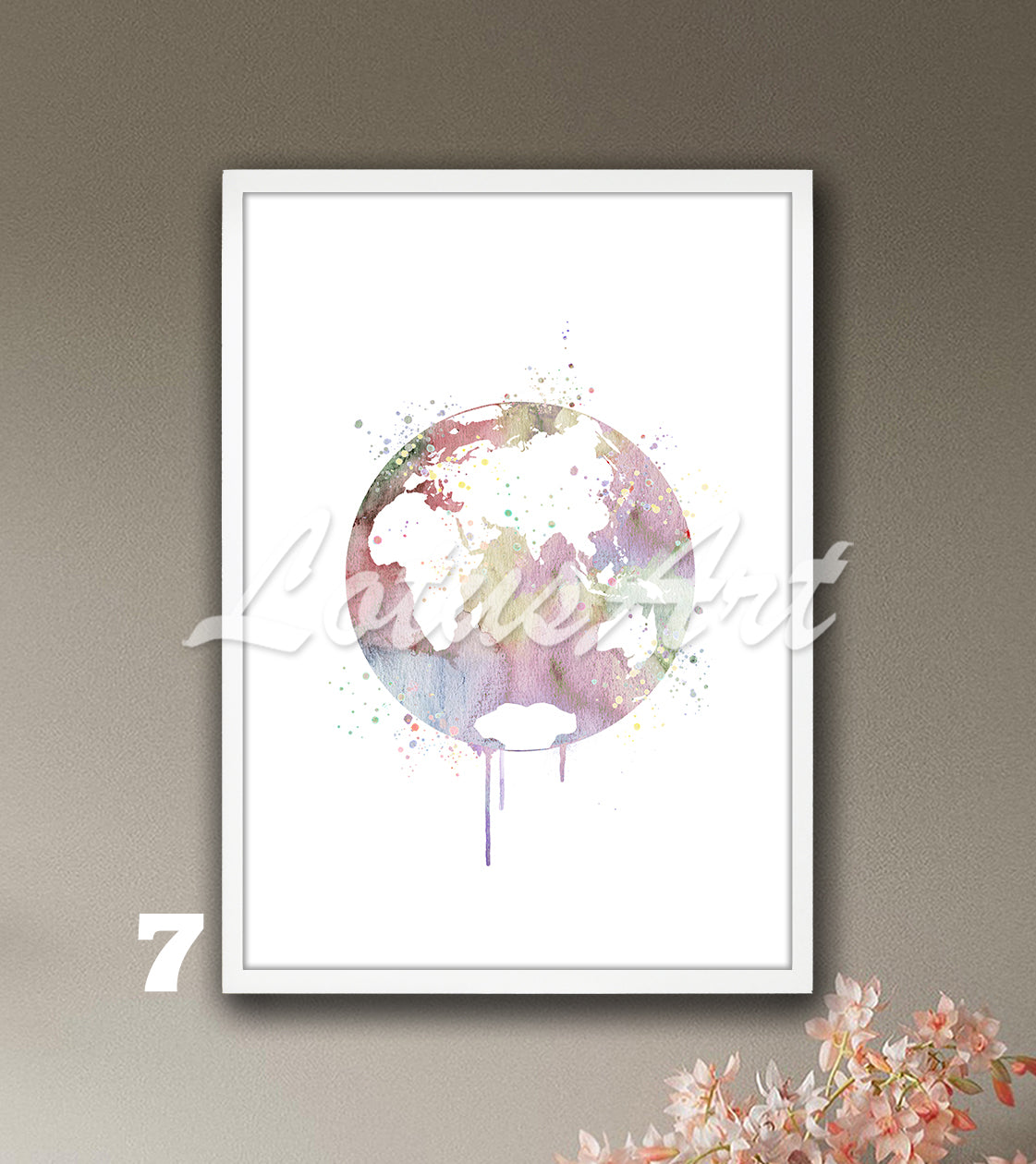 World Map Watercolor Art Print, Planet Earth Travel Wall Decor, Traveler Gift