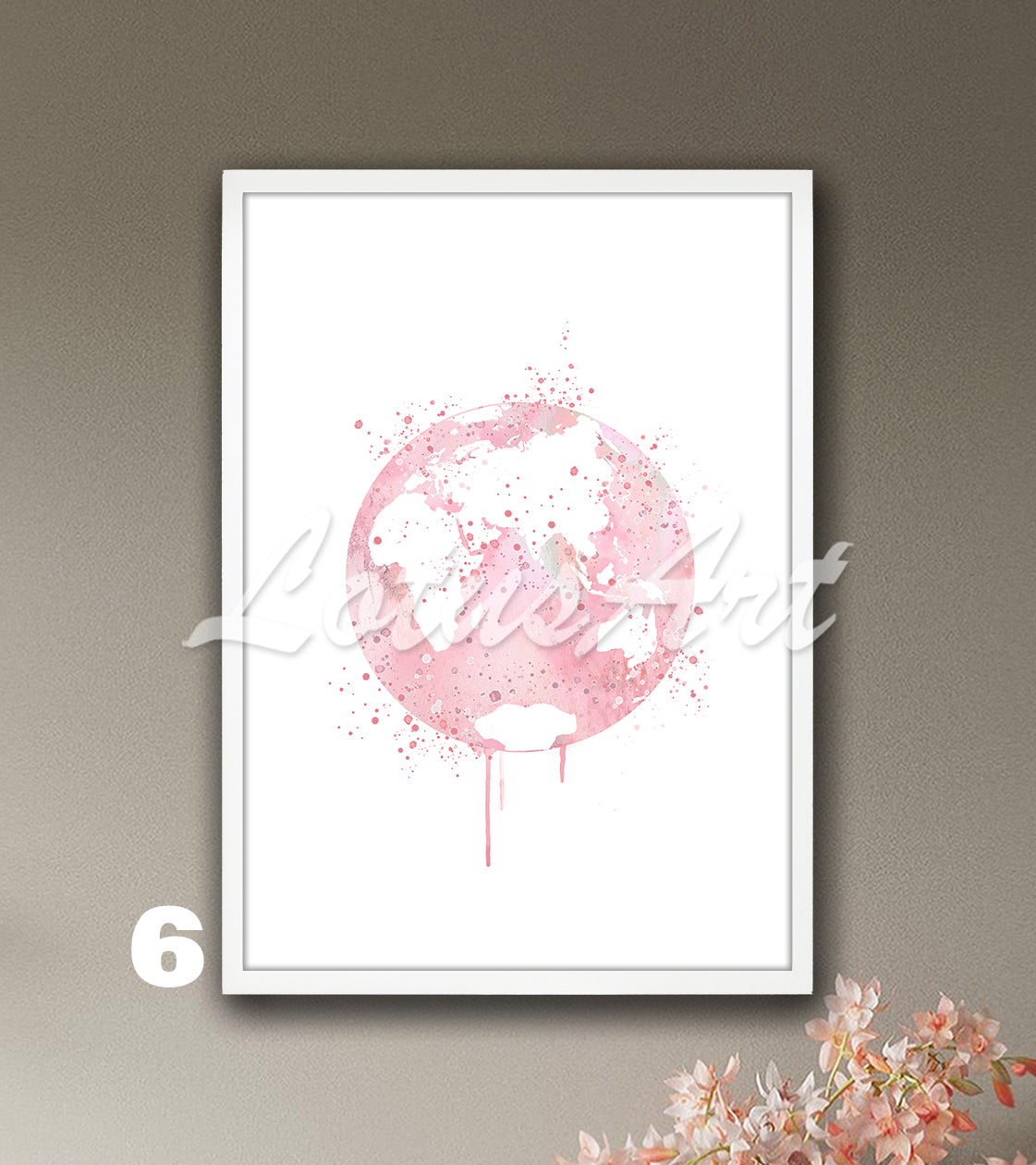 World Map Watercolor Art Print, Planet Earth Travel Wall Decor, Traveler Gift