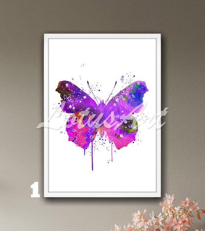 Butterfly Watercolor Print, Botanical Kids Room Wall Art & Nursery Decor