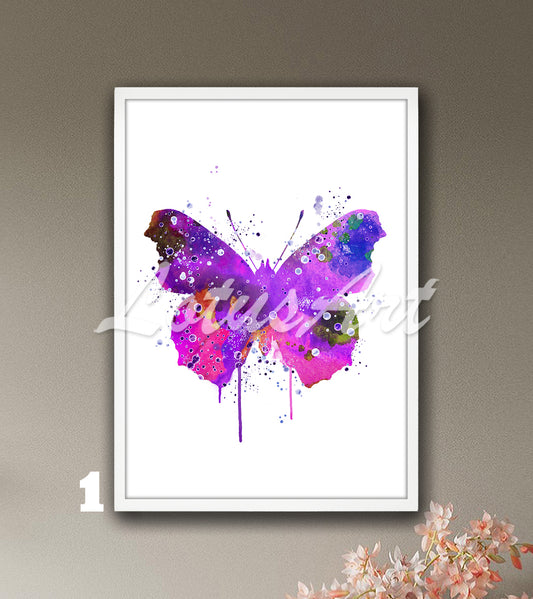 Butterfly Watercolor Print, Botanical Kids Room Wall Art & Nursery Decor
