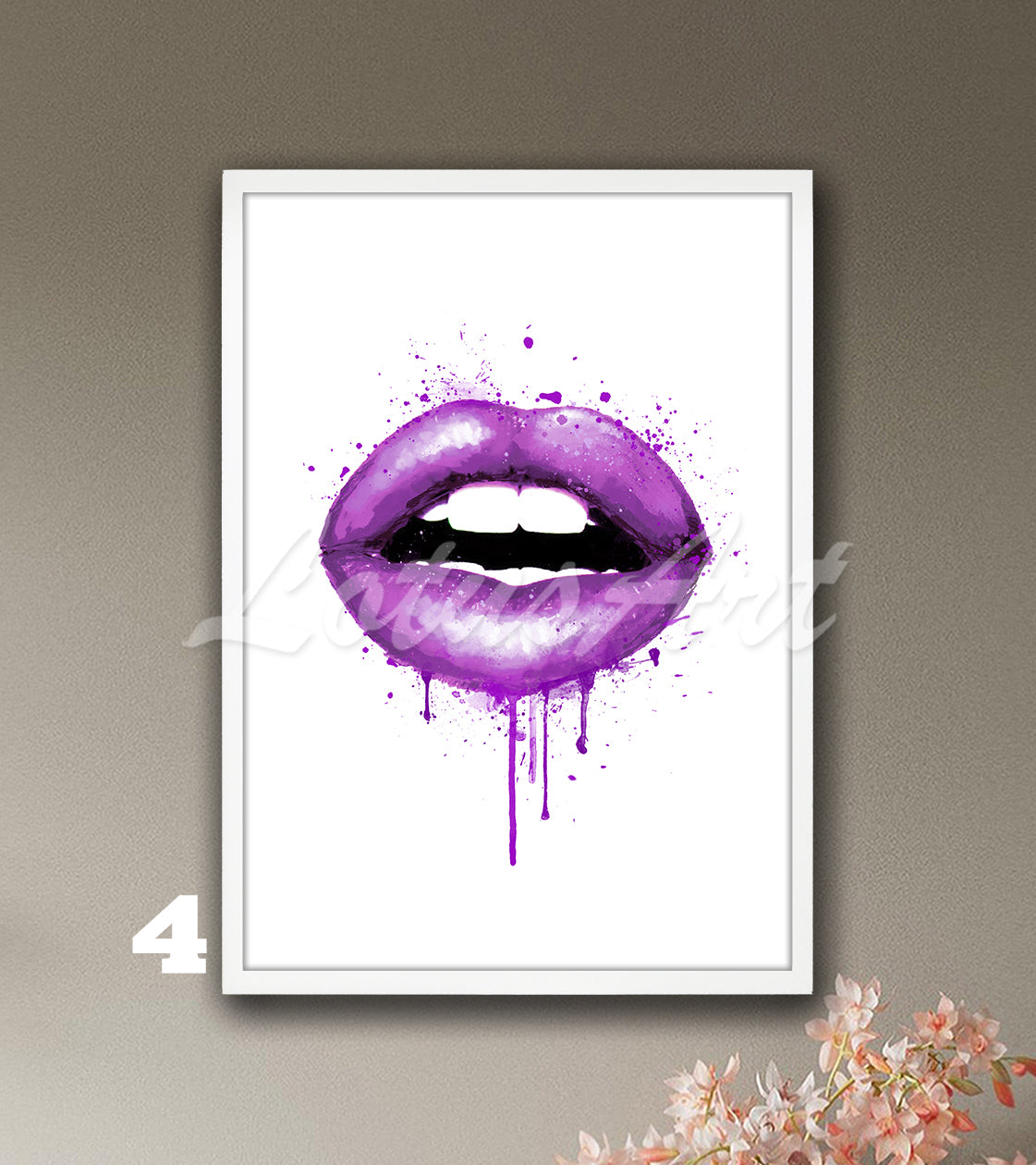 Lips Watercolor Art Print – Chic Fashion Wall Decor for Girls Rooms, Make-Up Poster