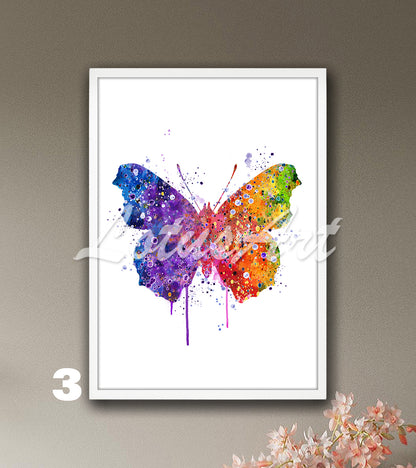Butterfly Watercolor Print, Botanical Kids Room Wall Art & Nursery Decor
