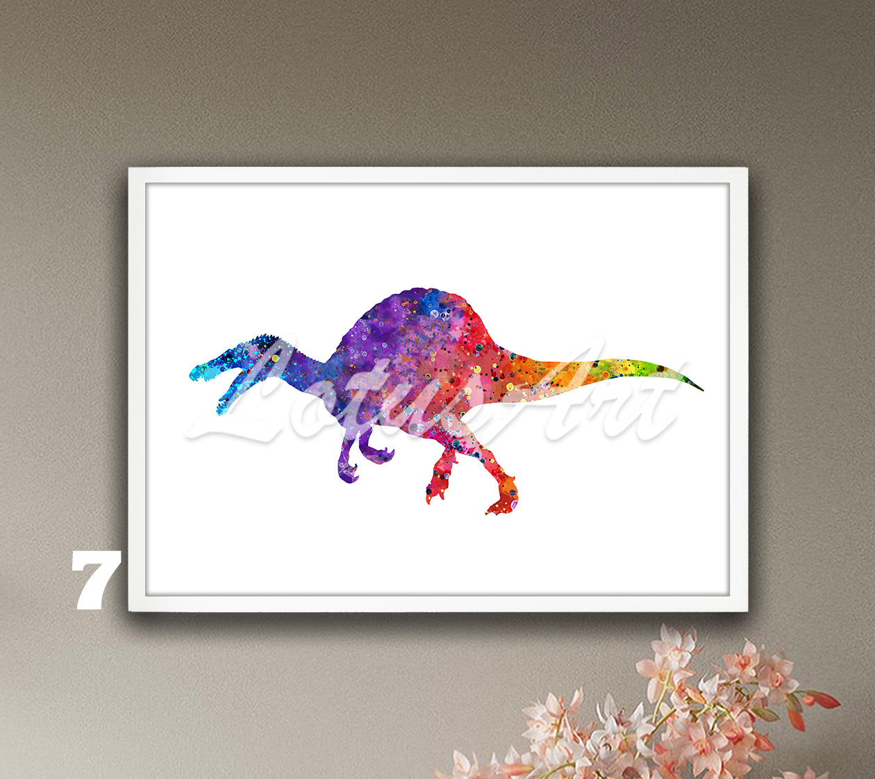 Dinosaur Spinosaurus Watercolor Wall Art Print – Kids Room & Nursery Decor