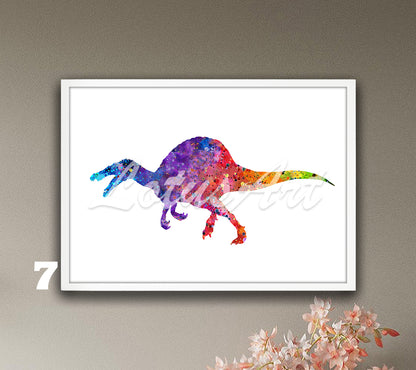 Dinosaur Spinosaurus Watercolor Wall Art Print – Kids Room & Nursery Decor