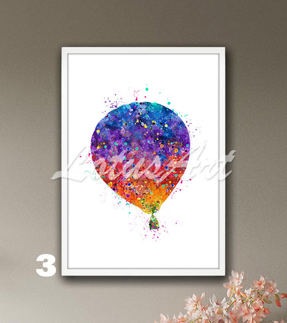 Hot Air Balloon Watercolor Print – Kids Room Wall Art & Nursery Decor