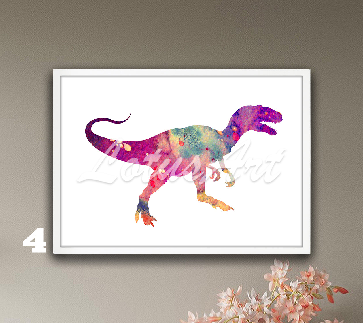 Dinosaur Raptor Watercolor Wall Art Print– Kids Room & Nursery Decor