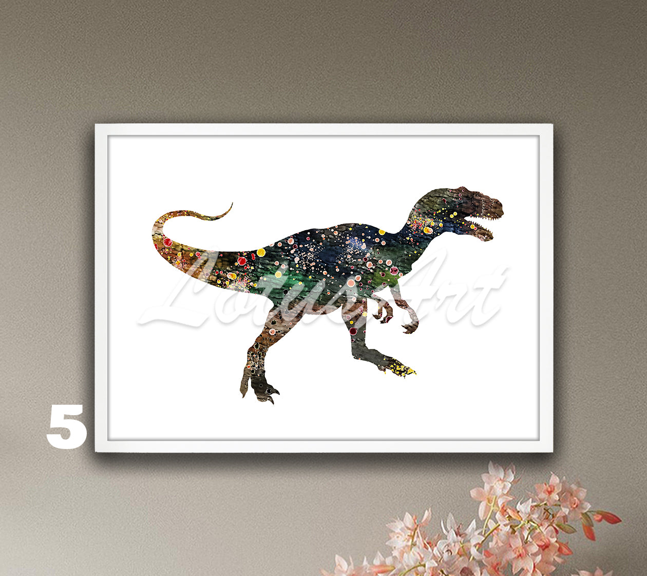 Dinosaur Raptor Watercolor Wall Art Print– Kids Room & Nursery Decor