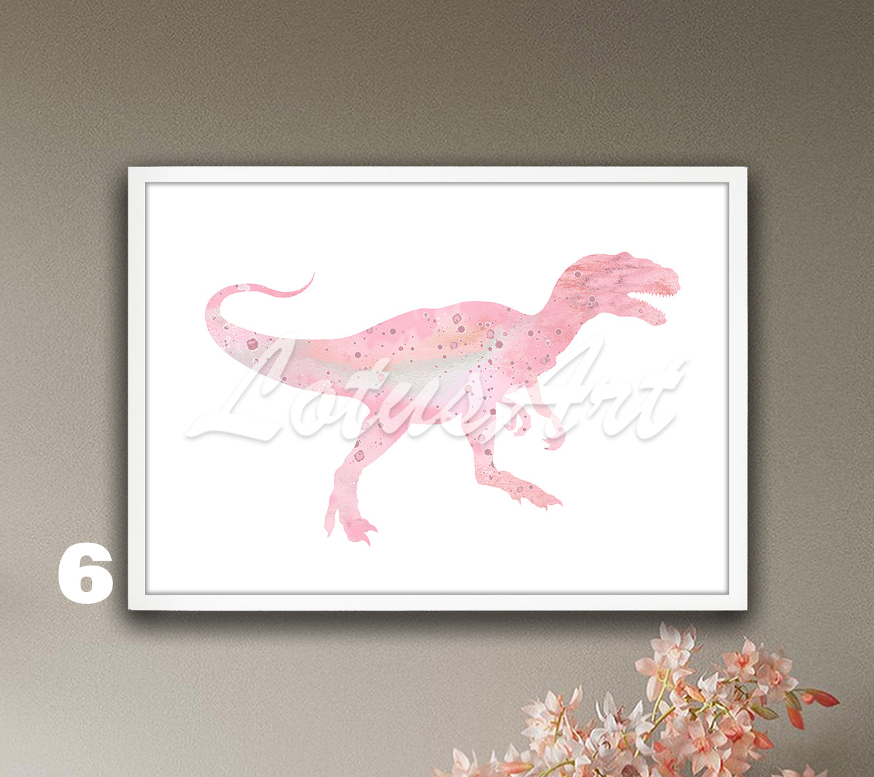Dinosaur Raptor Watercolor Wall Art Print– Kids Room & Nursery Decor