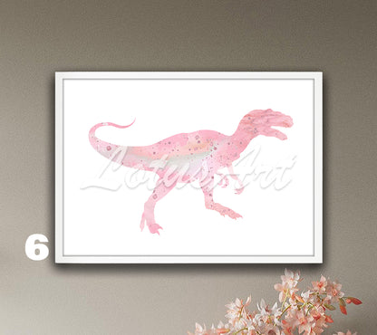 Dinosaur Raptor Watercolor Wall Art Print– Kids Room & Nursery Decor