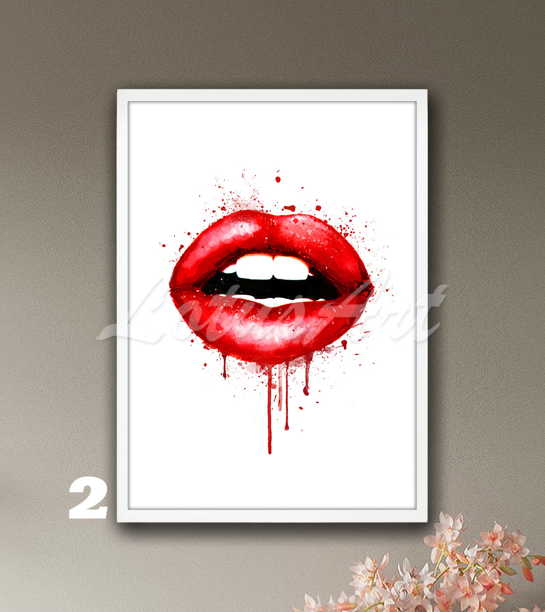 Lips Watercolor Art Print – Chic Fashion Wall Decor for Girls Rooms, Make-Up Poster