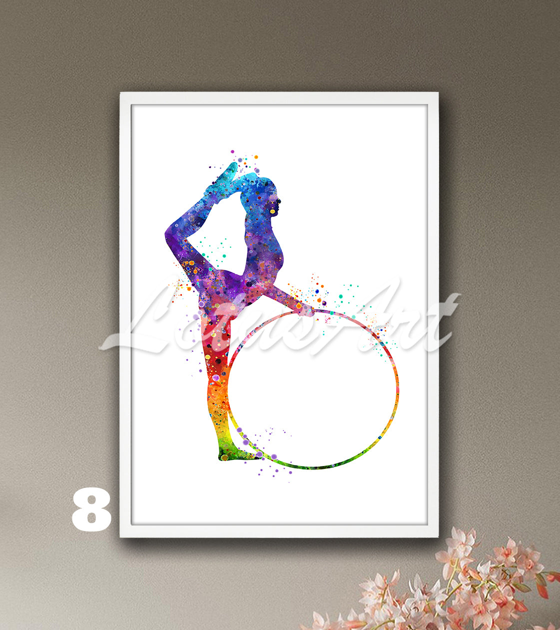 Rhythmic gymnastics hoop art in rainbow tones - minimalist sports wall decor