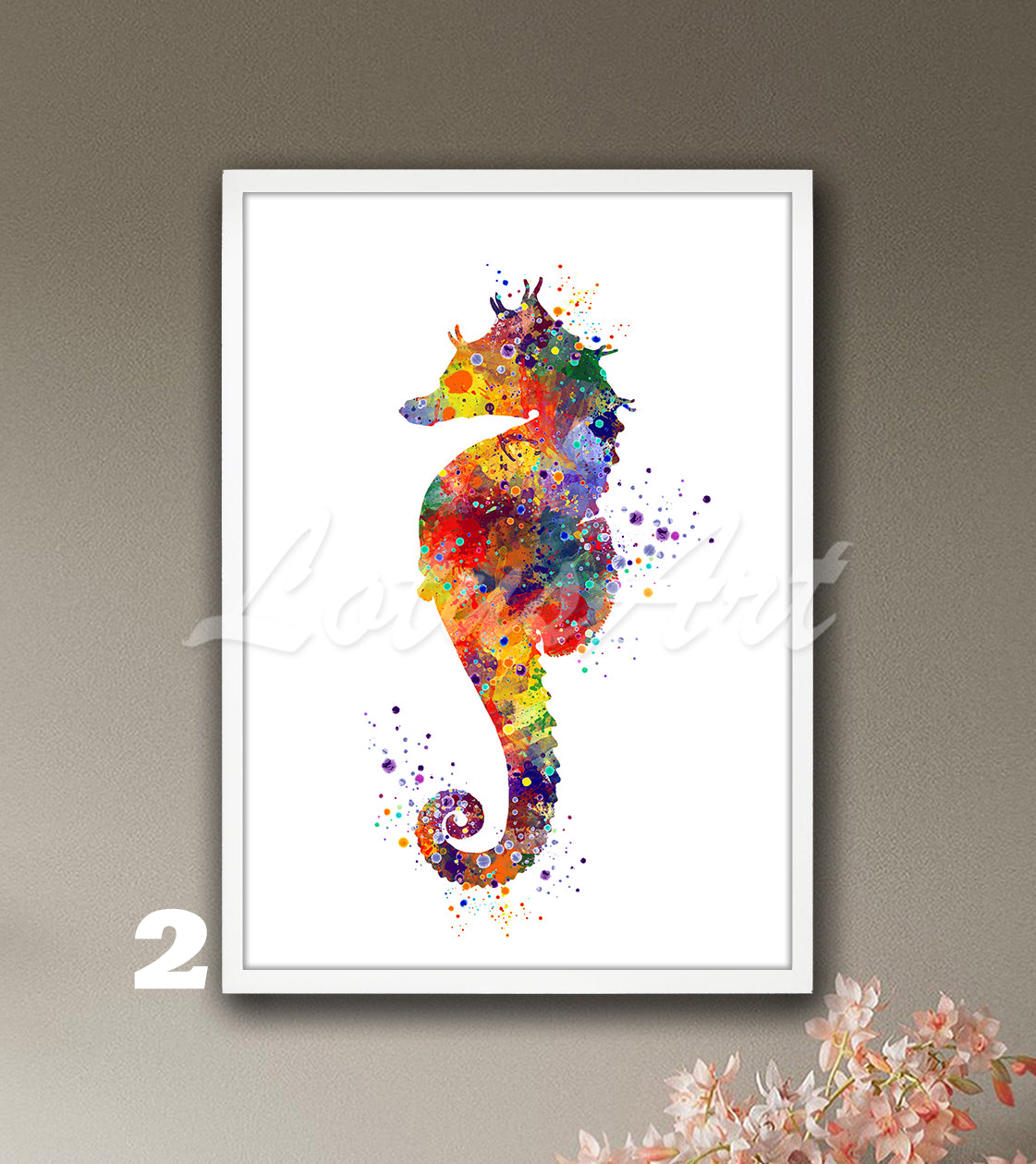 Seahorse Watercolor Art Print – Sea Animals Nursery Gifts & Nautical Kids Room Decor
