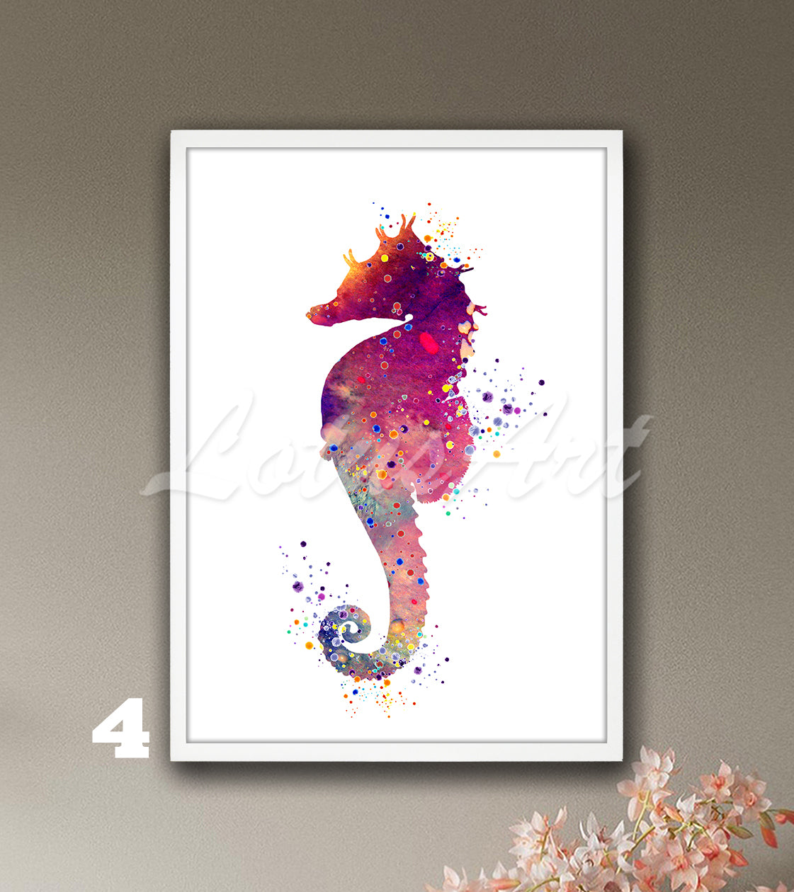 Seahorse Watercolor Art Print – Sea Animals Nursery Gifts & Nautical Kids Room Decor