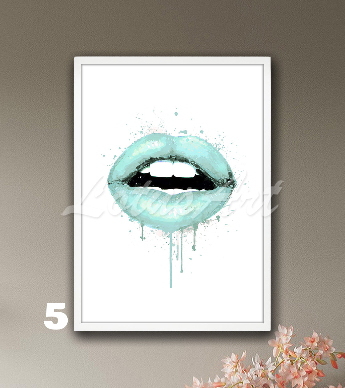 Lips Watercolor Art Print – Chic Fashion Wall Decor for Girls Rooms, Make-Up Poster
