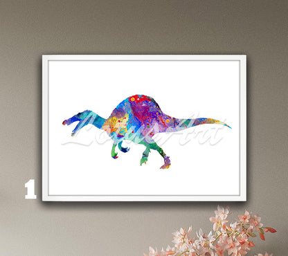 Dinosaur Spinosaurus Watercolor Wall Art Print – Kids Room & Nursery Decor