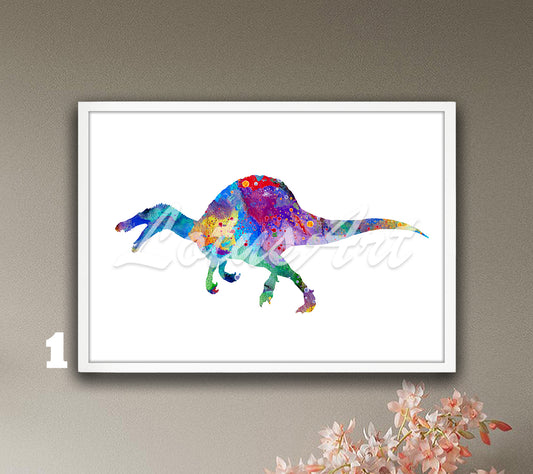 Dinosaur Spinosaurus Watercolor Wall Art Print – Kids Room & Nursery Decor