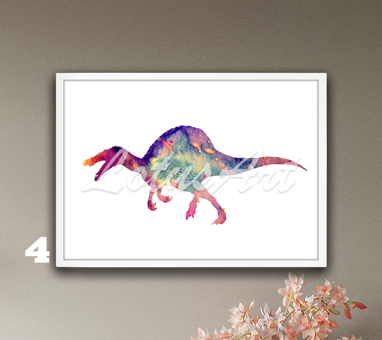 Dinosaur Spinosaurus Watercolor Wall Art Print – Kids Room & Nursery Decor
