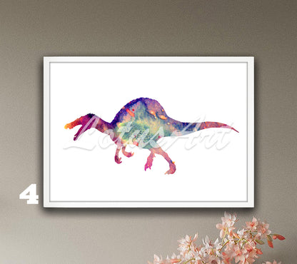 Dinosaur Spinosaurus Watercolor Wall Art Print – Kids Room & Nursery Decor