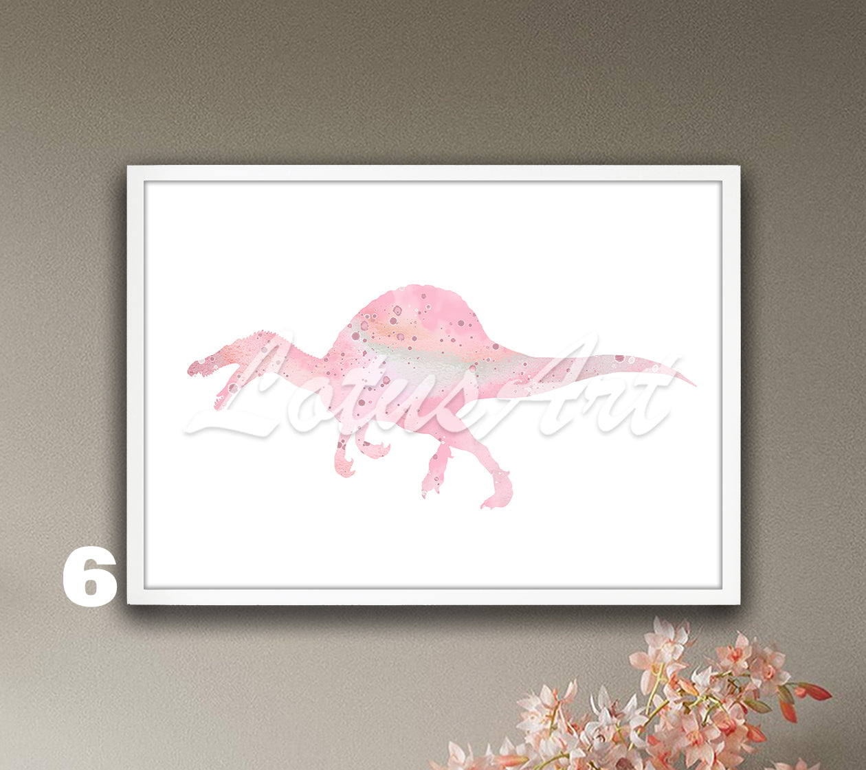 Dinosaur Spinosaurus Watercolor Wall Art Print – Kids Room & Nursery Decor