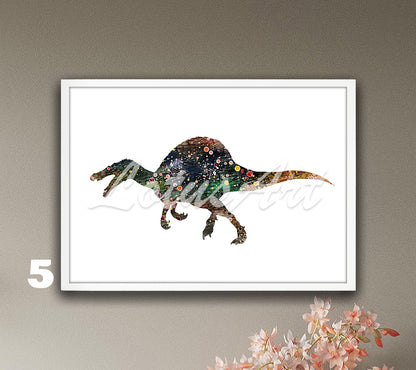 Dinosaur Spinosaurus Watercolor Wall Art Print – Kids Room & Nursery Decor