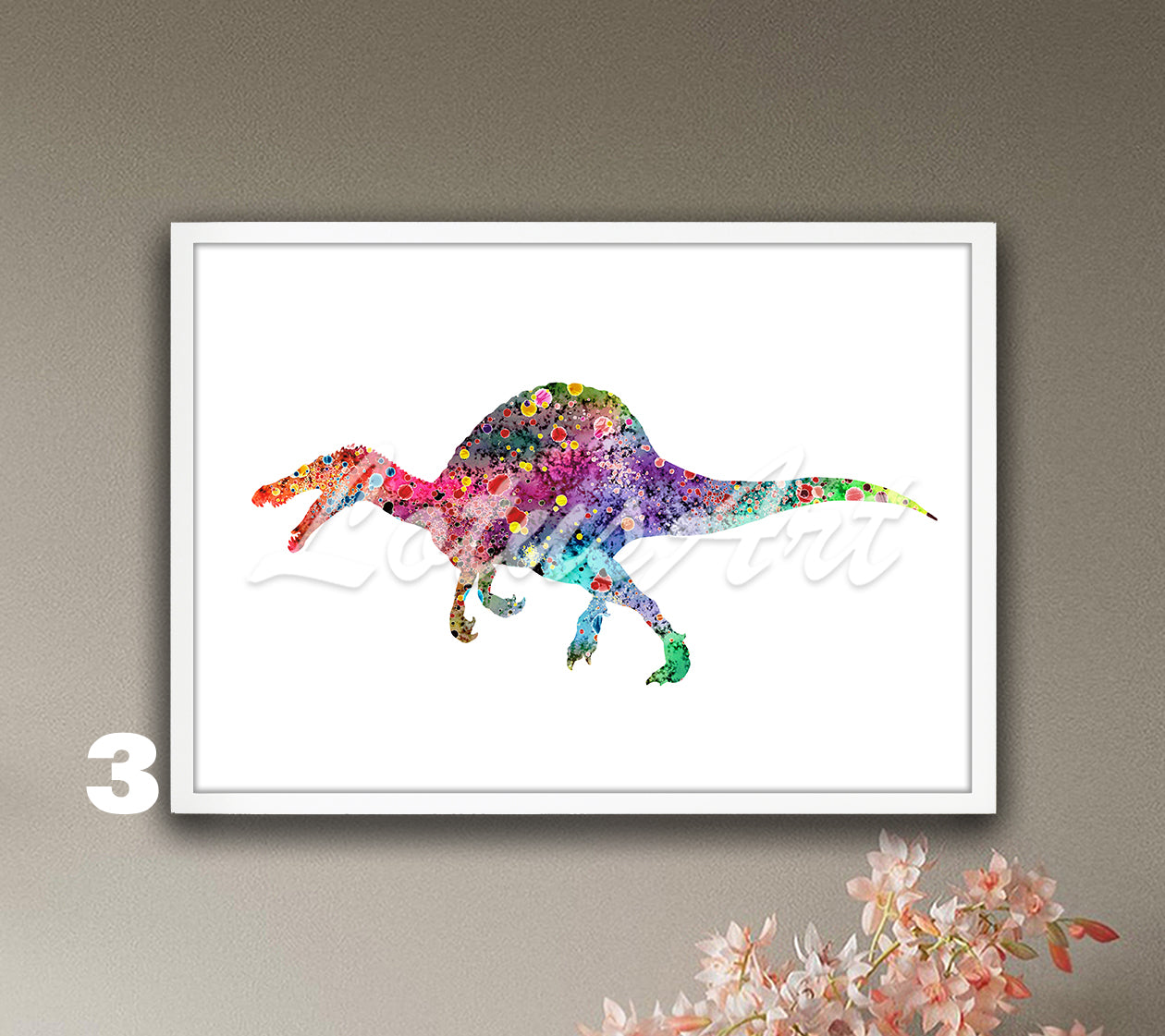 Dinosaur Spinosaurus Watercolor Wall Art Print – Kids Room & Nursery Decor