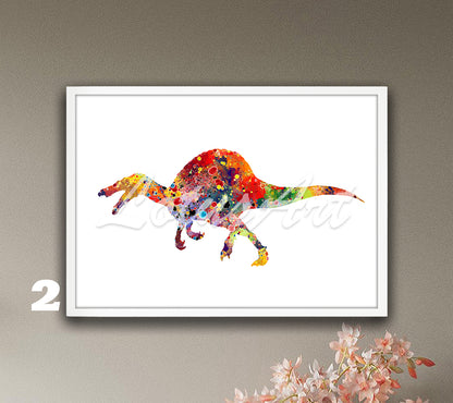 Dinosaur Spinosaurus Watercolor Wall Art Print – Kids Room & Nursery Decor