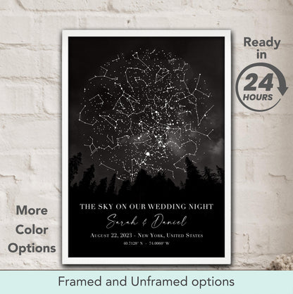 Personalized Star Map - The Sky On Our Wedding Night Custom Print