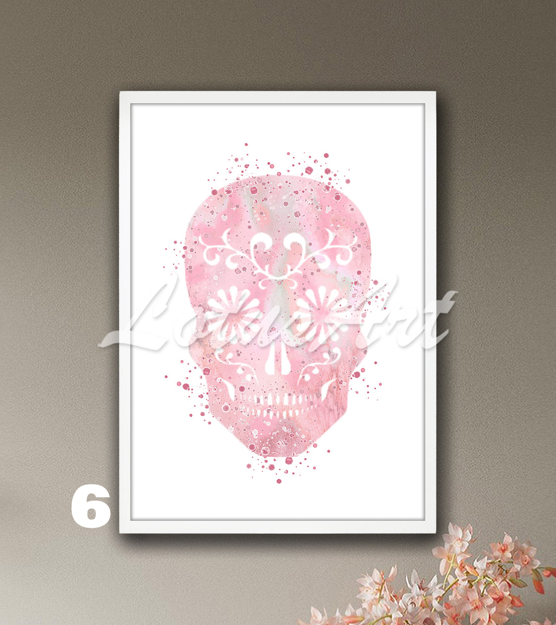 Sugar Skull Watercolor Wall Art Print – Boho Skull Home Decor & Gift