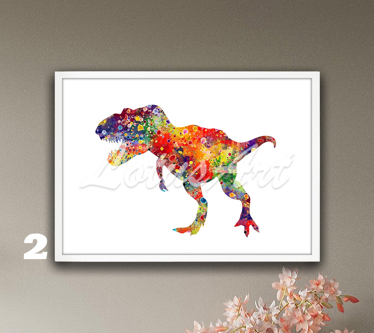 Dinosaur T-Rex Watercolor Wall Art Print – Kids Room Gifts & Nursery Decor