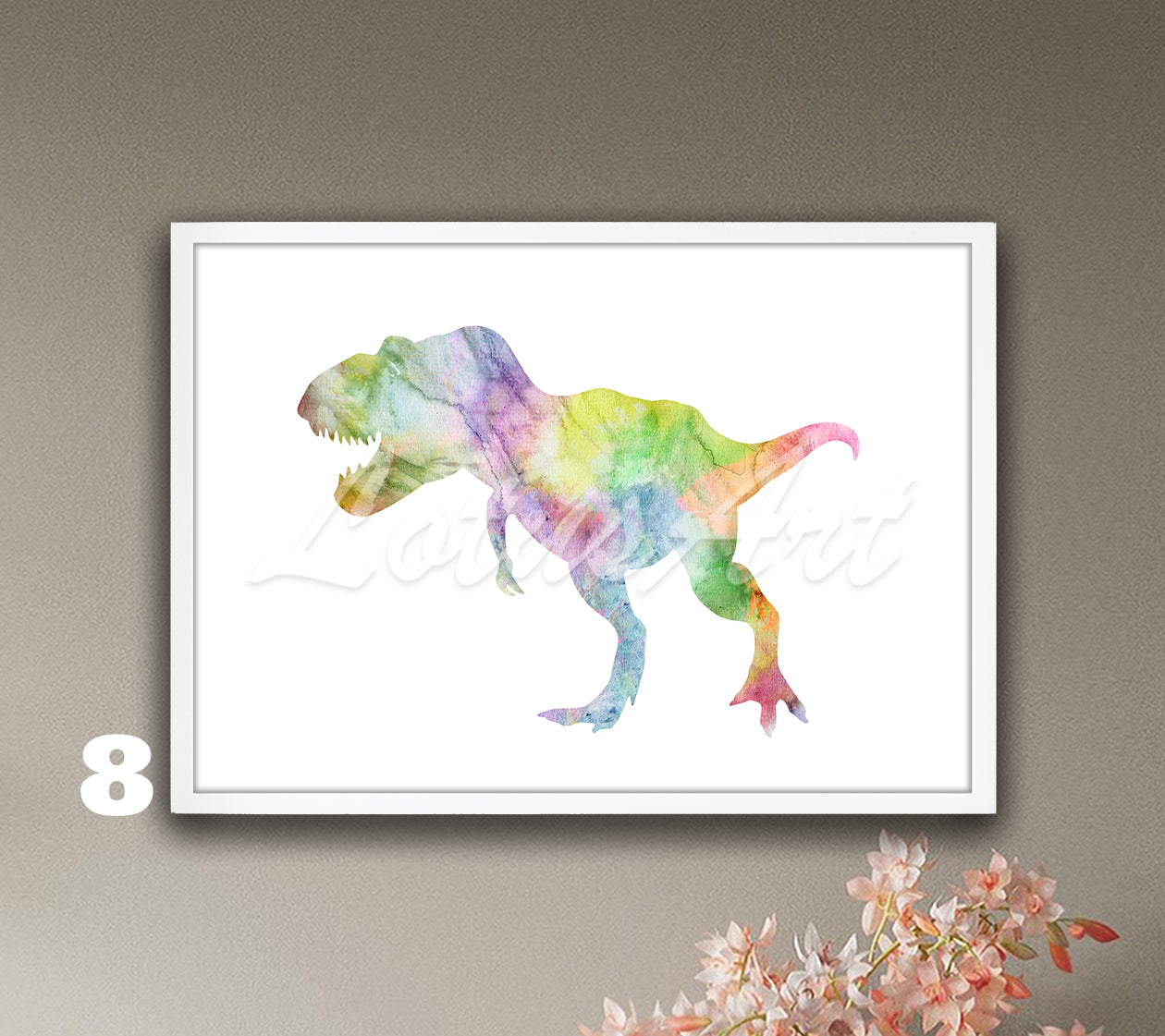 Dinosaur T-Rex Watercolor Wall Art Print – Kids Room Gifts & Nursery Decor