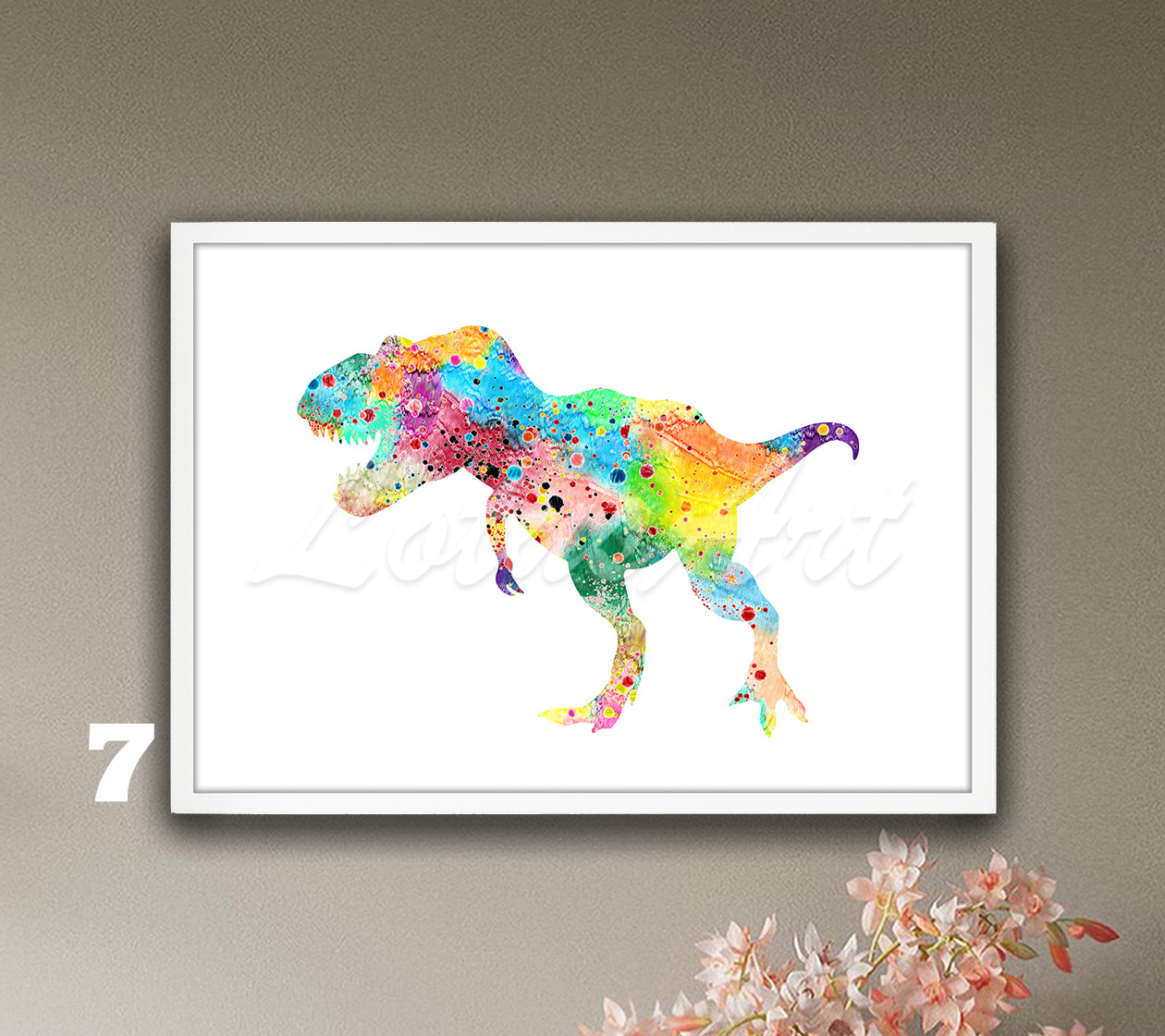 Dinosaur T-Rex Watercolor Wall Art Print – Kids Room Gifts & Nursery Decor