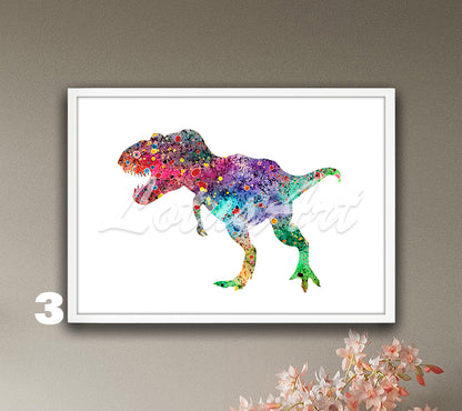 Dinosaur T-Rex Watercolor Wall Art Print – Kids Room Gifts & Nursery Decor