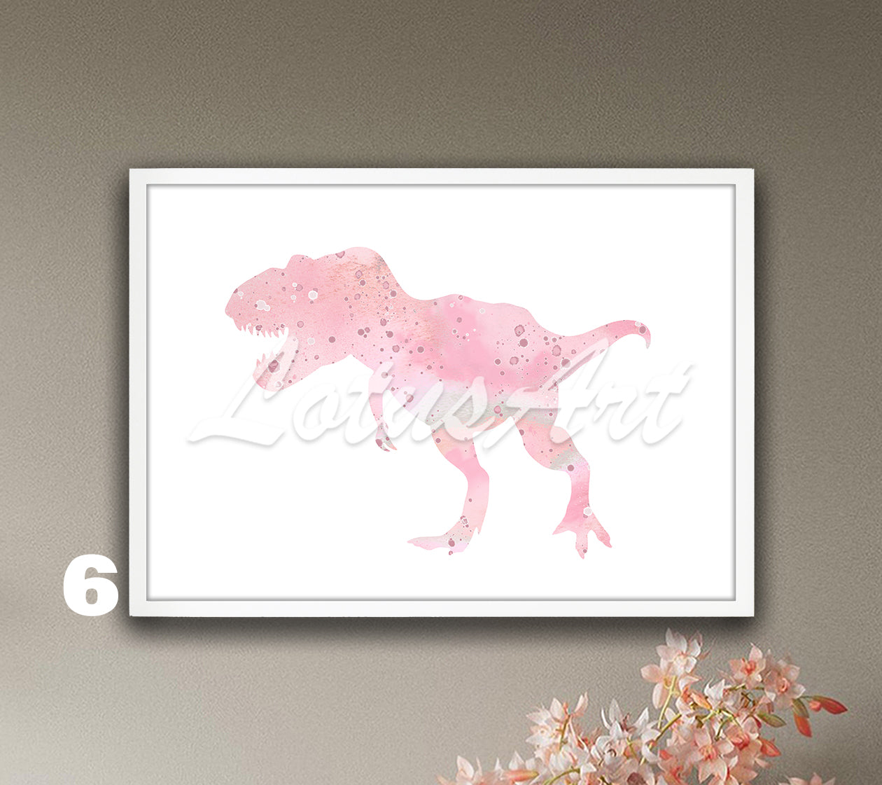Dinosaur T-Rex Watercolor Wall Art Print – Kids Room Gifts & Nursery Decor