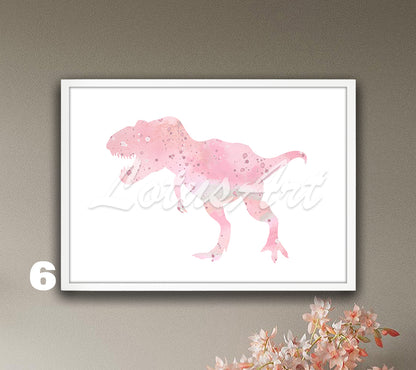 Dinosaur T-Rex Watercolor Wall Art Print – Kids Room Gifts & Nursery Decor