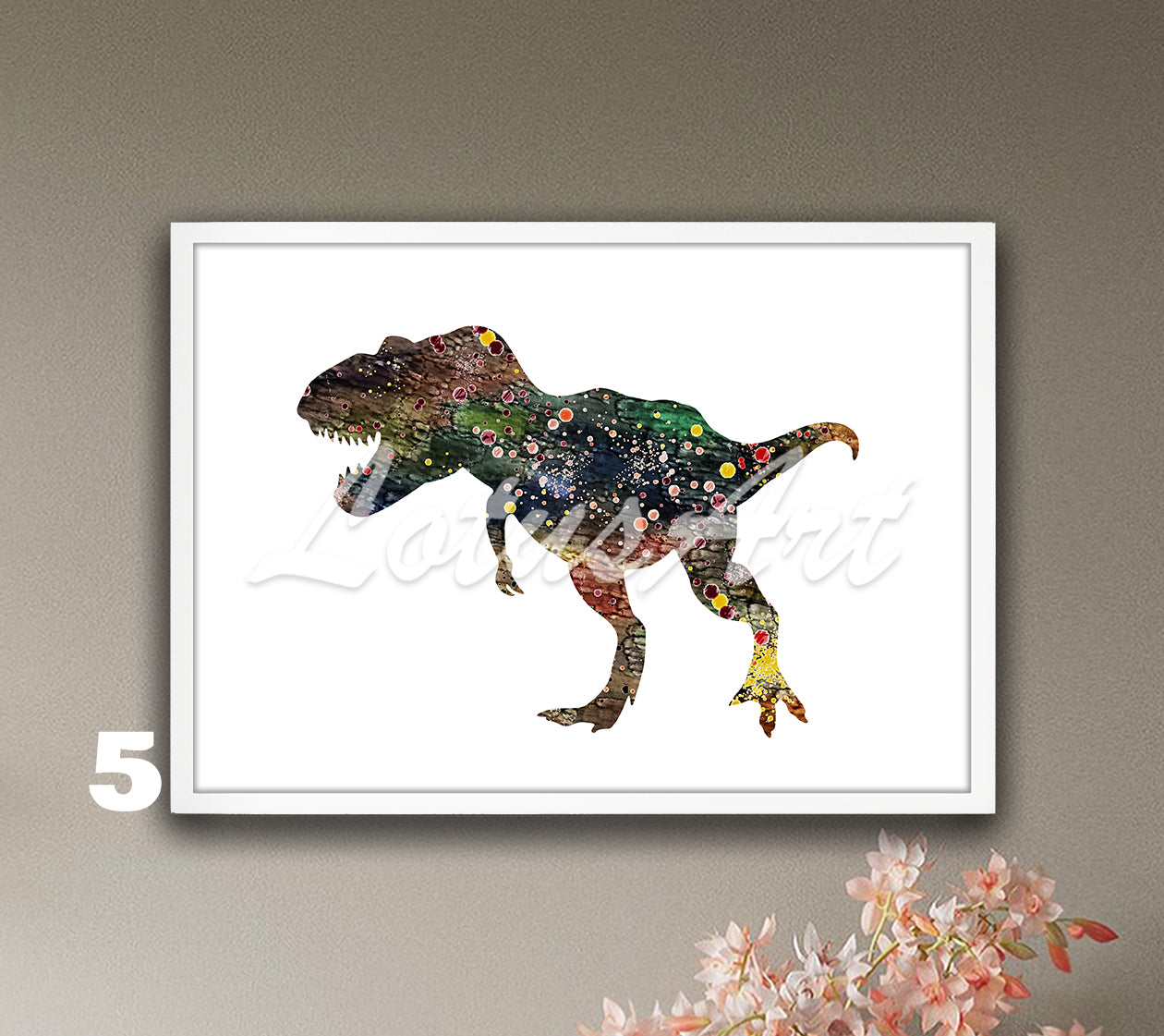 Dinosaur T-Rex Watercolor Wall Art Print – Kids Room Gifts & Nursery Decor