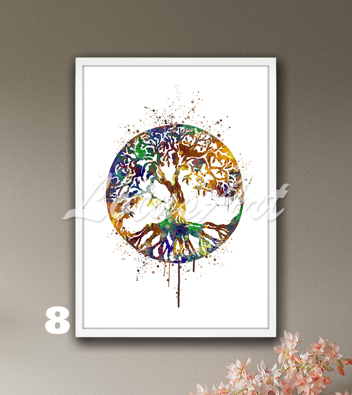 Tree of Life Watercolor Print – Spiritual Harmony Wall Art, Zen Home Decor