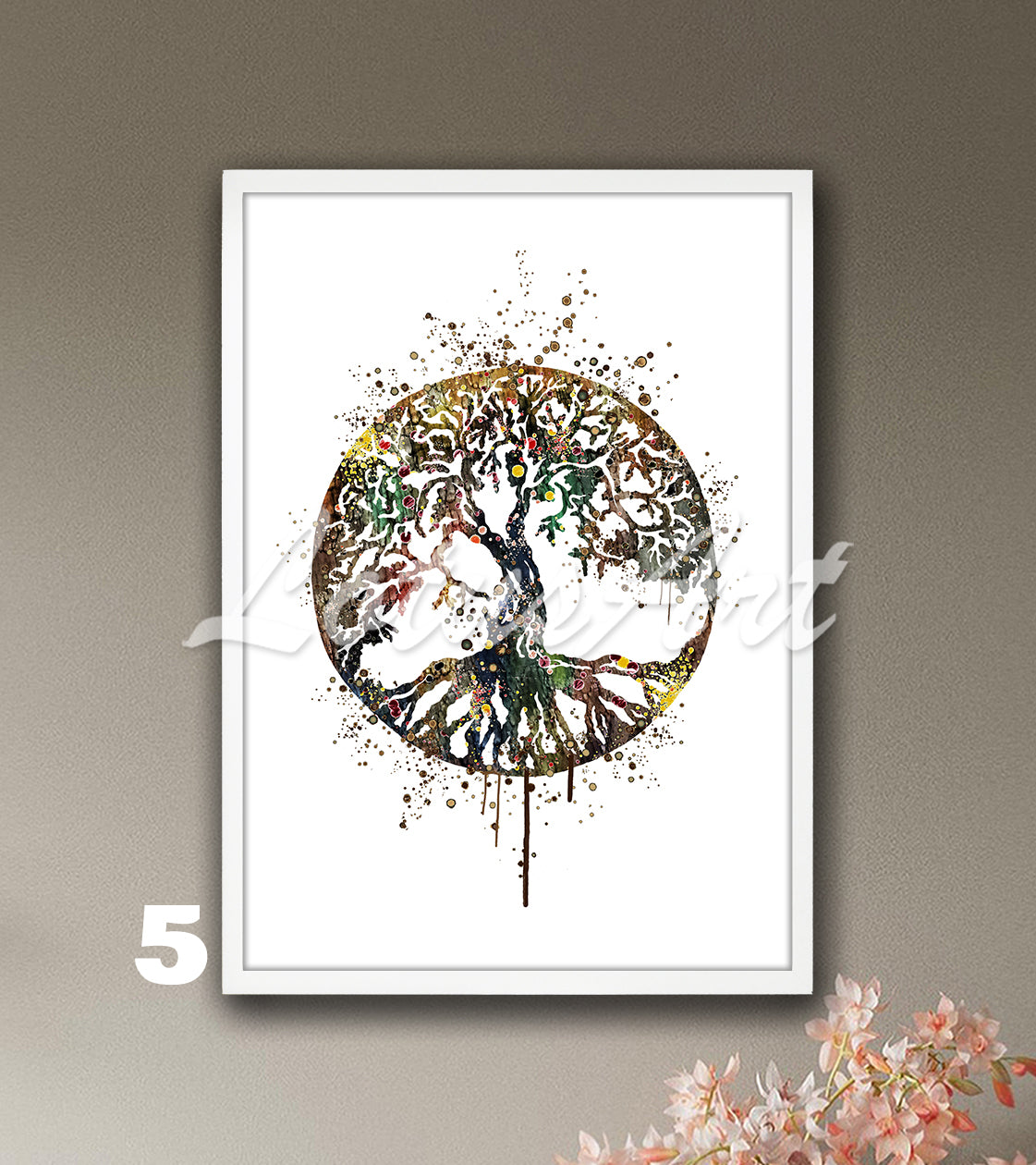Tree of Life Watercolor Print – Spiritual Harmony Wall Art, Zen Home Decor