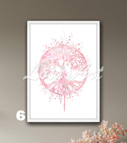 Tree of Life Watercolor Print – Spiritual Harmony Wall Art, Zen Home Decor